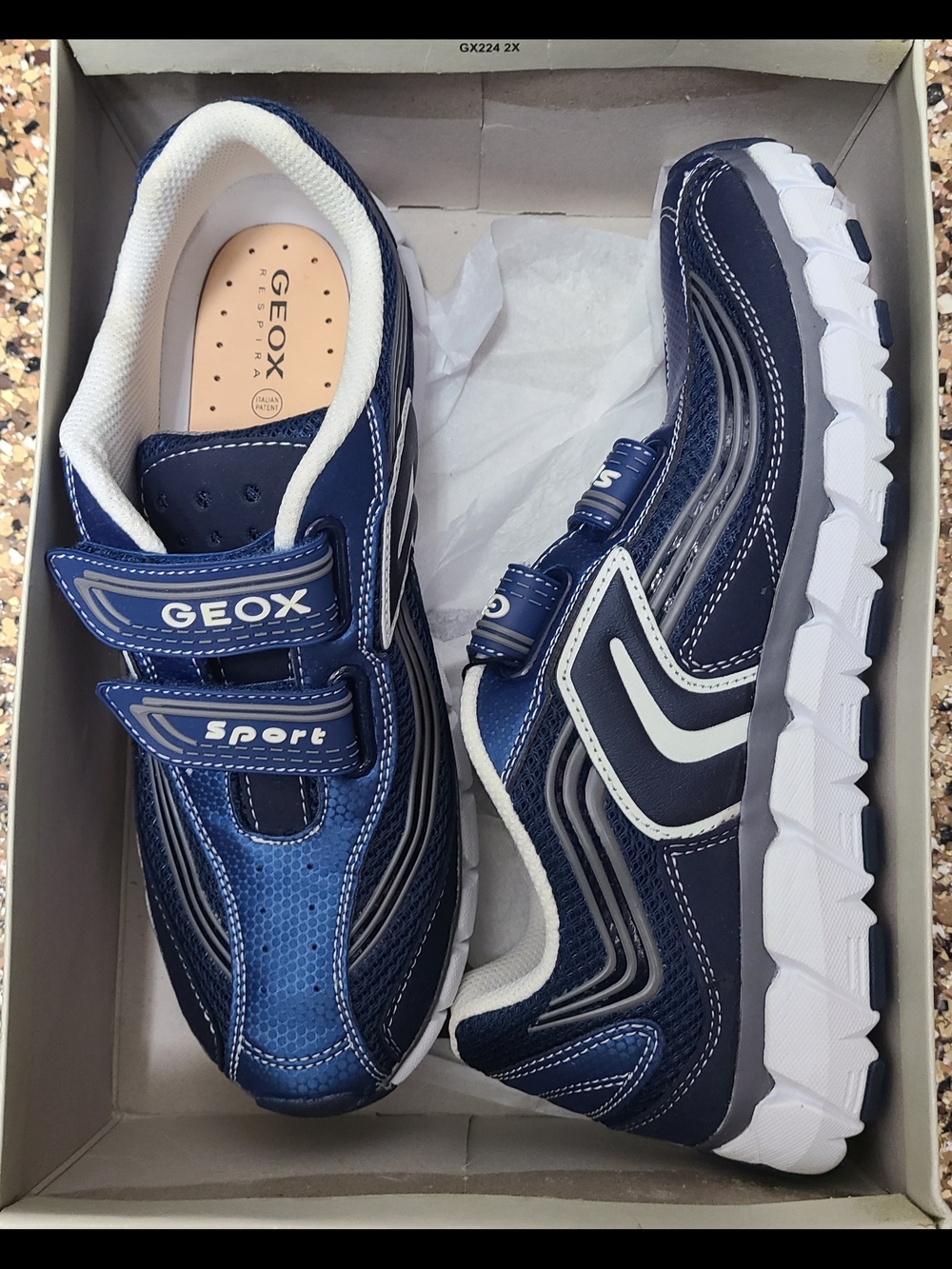 Geox Navy Blue Sport Sneakers with Hook-and-Loop Straps